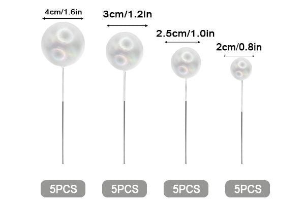 HOLOGRAM WHITE BALL TOPPER 12PCS