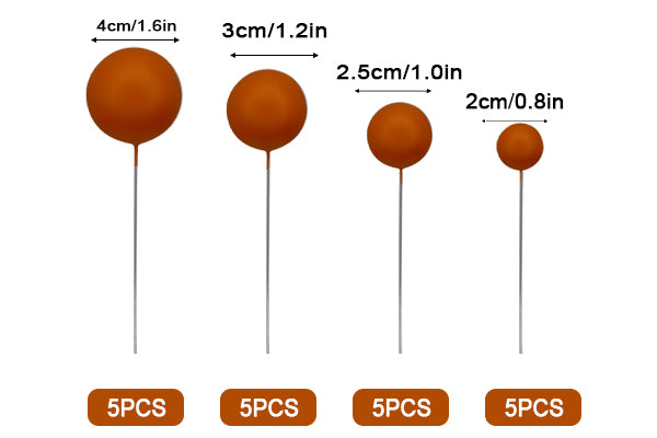 Burnt Orange Matte Ball Toppers 20pcs