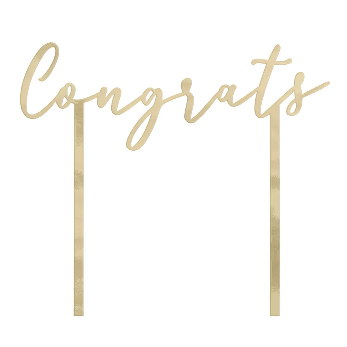 Gold Plastic 'Congrats' Cake Topper Acrylic